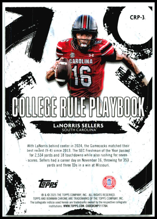 2025 Bowman University Chrome College Rule Playbook #CRP-3 LaNorris Sellers