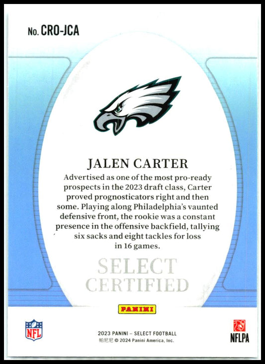 2023 Panini Select Select Certified Rookies #CRO-JCA Jalen Carter Eagles