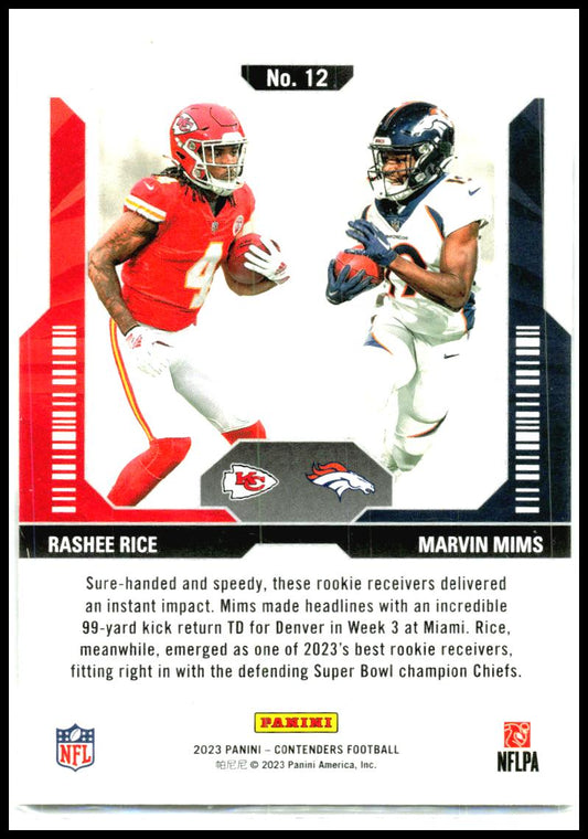 2023 Panini Contenders Round Numbers #12 Rashee Rice / Marvin Mims Arsenal FC