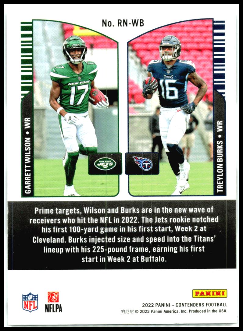 2022 Panini Contenders Round Numbers Emerald #RN-WB Wilson / Burks