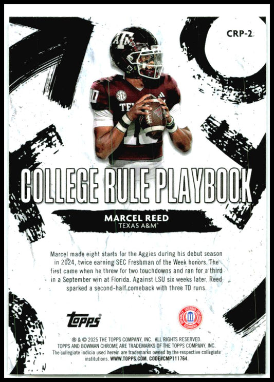 2025 Bowman University Chrome College Rule Playbook #CRP-2 Marcel Reed Aggies