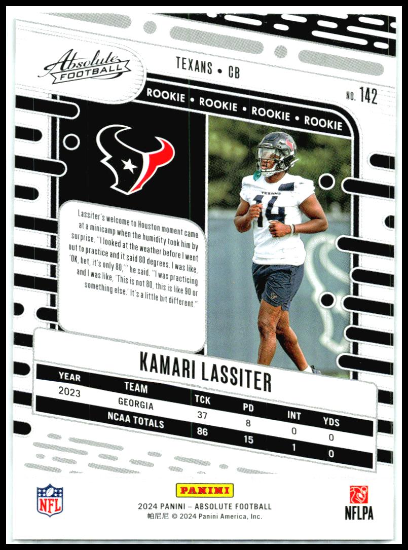 2024 Panini Absolute #142 Kamari Lassiter Rookie Houston Texans