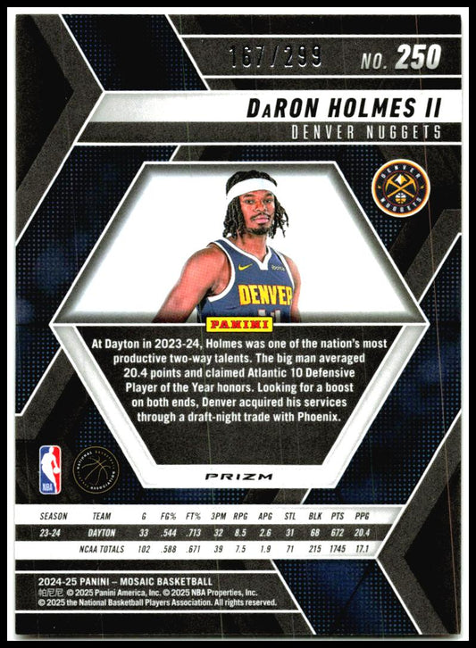 2024-25 Panini Mosaic Red Seismic Mosaic #250 DaRon Holmes II Rookie Denver