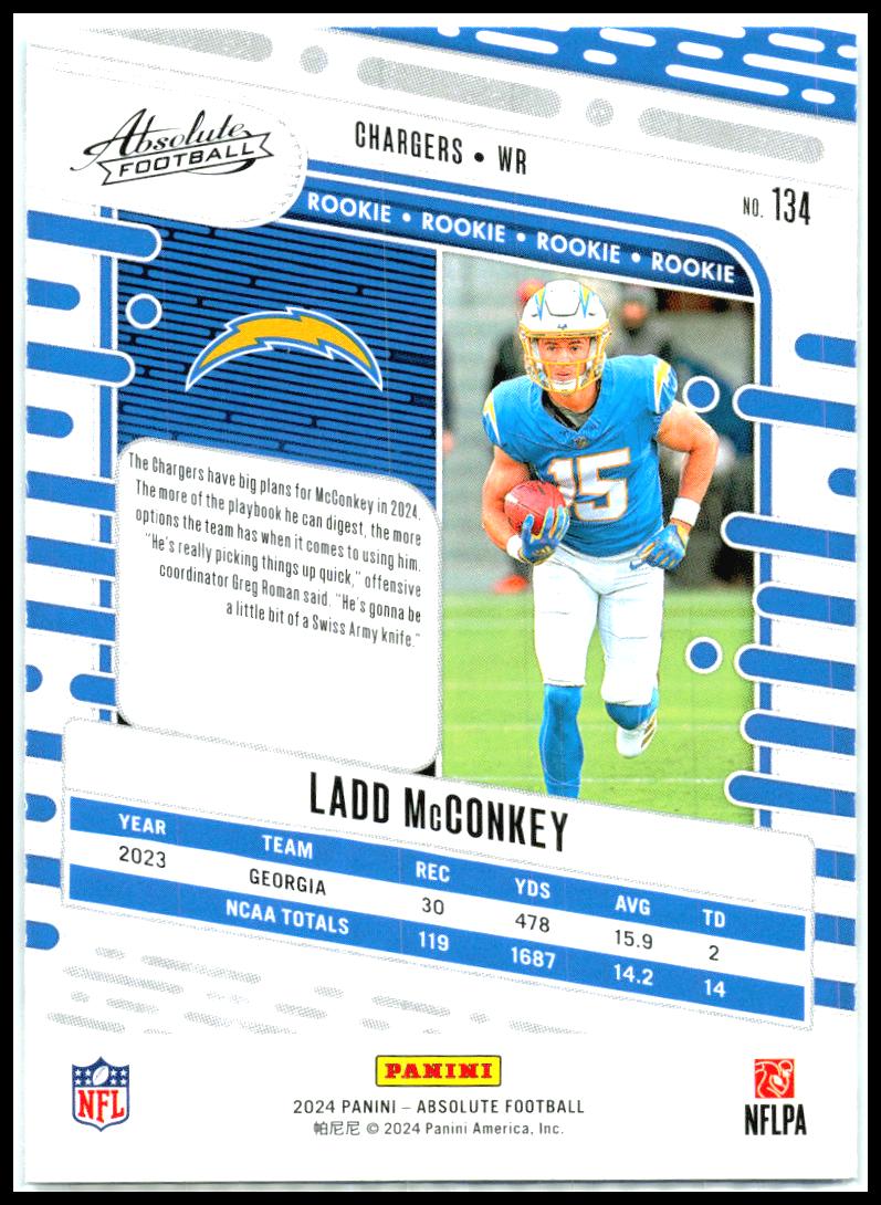 2024 Panini Absolute Retail #134 Ladd McConkey Rookie Los Angeles Chargers