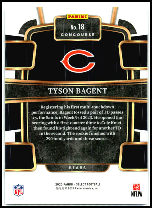 2023 Panini Select #18 Tyson Bagent Rookie Chicago Bears