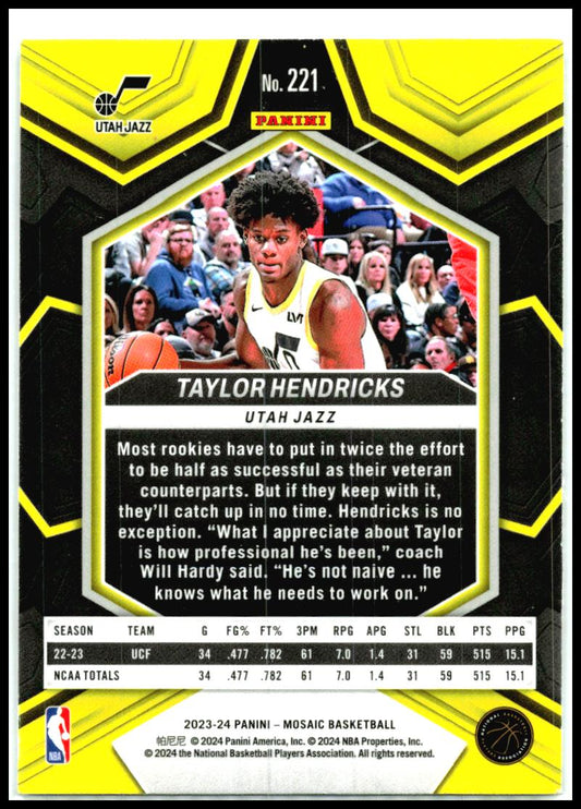 2023-24 Panini Mosaic #221 Taylor Hendriks San Antonio Spurs