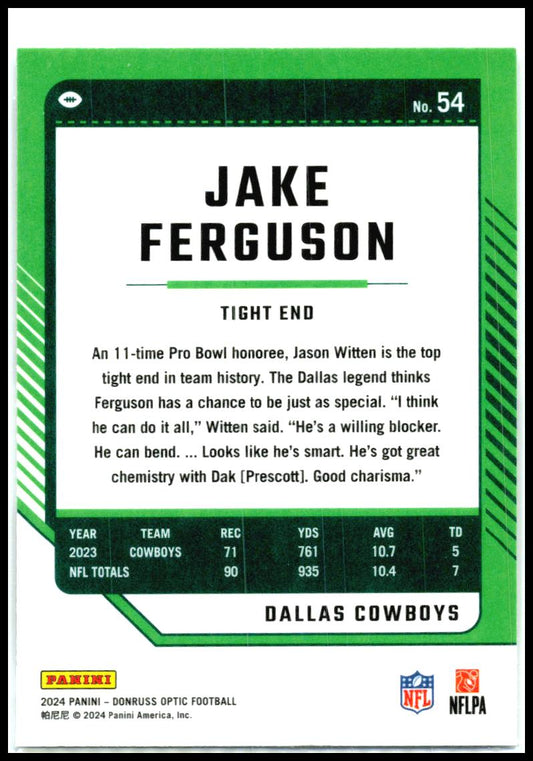 2024 Donruss Optic #54 Jake Ferguson Dallas Cowboys