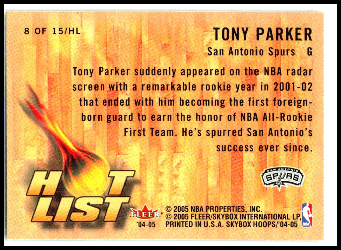 2004-05 Hoops Hot List #8/HL Tony Parker San Antonio Spurs