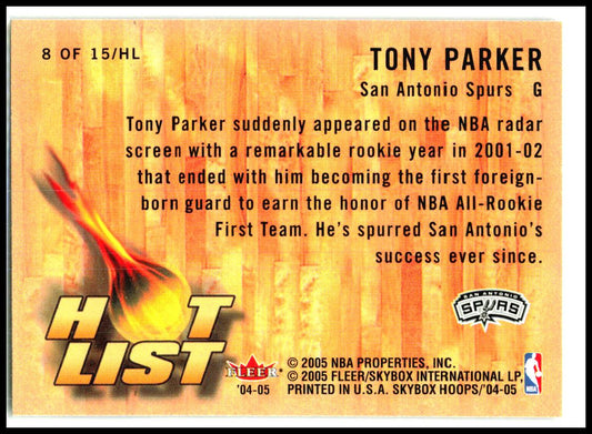 2004-05 Hoops Hot List #8/HL Tony Parker San Antonio Spurs