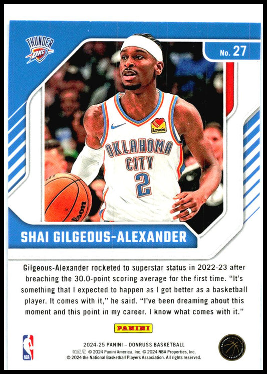 2024-25 Donruss Franchise Features #27 Shai Gilgeous-Alexander Thunder