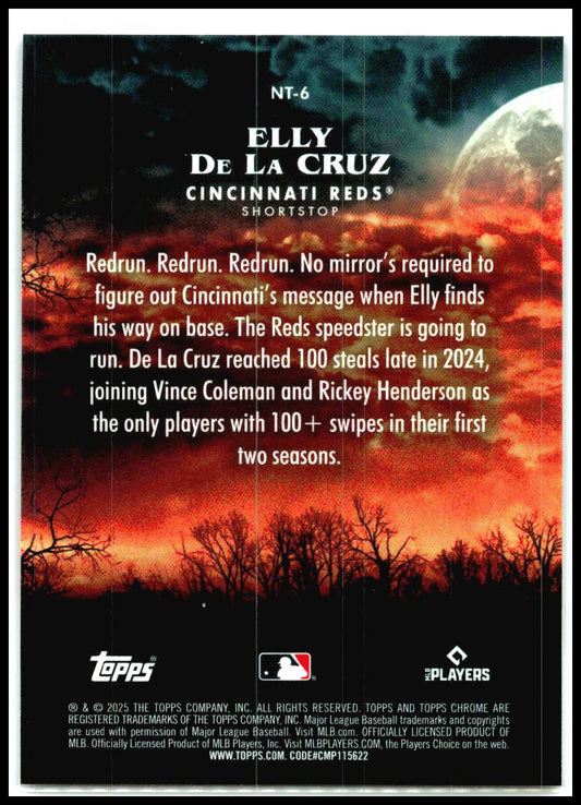 2025 Topps Chrome Update Night Terrors #NT-6 Elly De La Cruz Cincinnati Reds