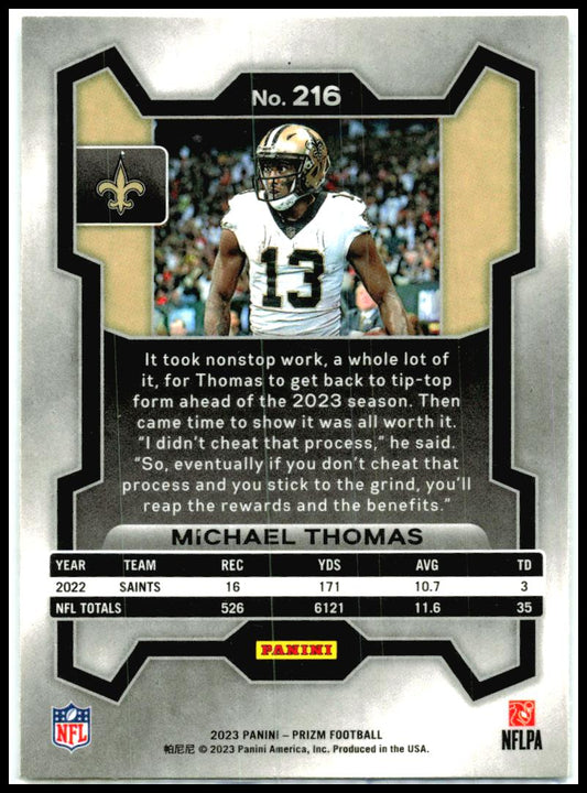 2023 Panini Prizm #216 Michael Thomas New Orleans Saints