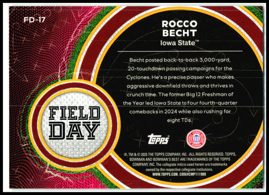 2025 Bowman University Best Field Day #FD-17 Rocco Becht Iowa State Cyclones