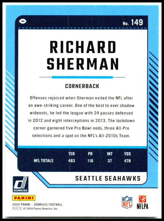 2024 Donruss Press Proof Purple #149 Richard Sherman Seattle Seahawks