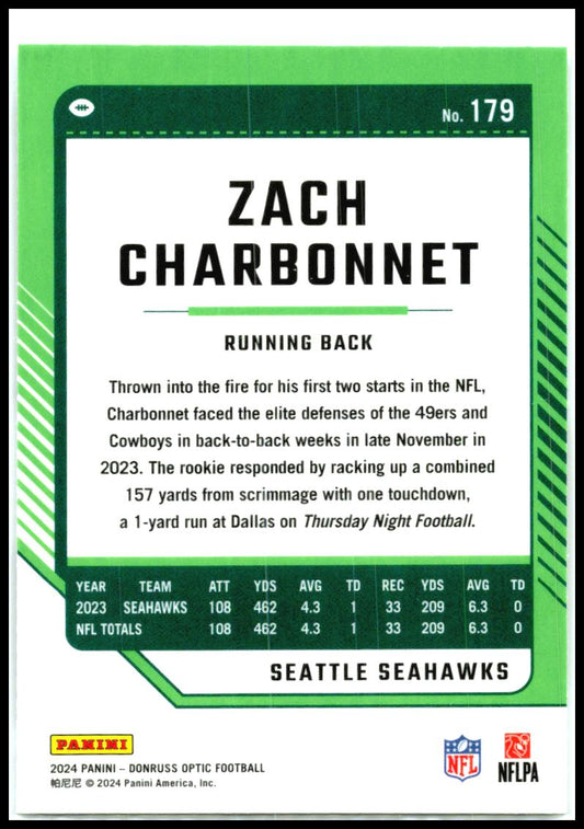 2024 Donruss Optic #179 Zach Charbonnet Seattle Seahawks