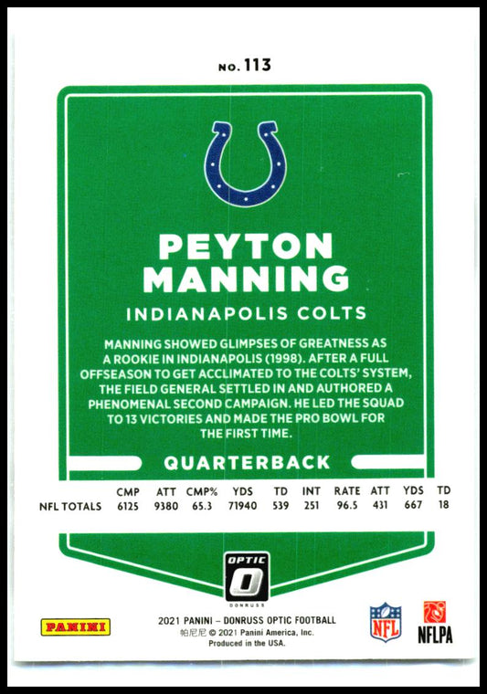 2021 Donruss Optic #113 Peyton Manning Indianapolis Colts