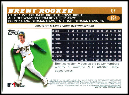 2025 Topps Archives #194 Brent Rooker Athletics