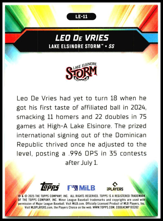 2025 Topps Pro Debut League Elites #LE-11 Leo De Vries Lake Elsinore Storm