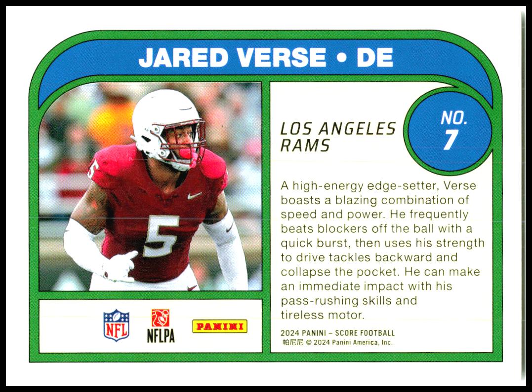 2024 Score Protential #7 Jared Verse Los Angeles Rams