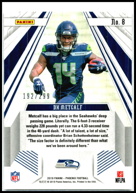 2019 Panini Phoenix Rookie Rising Red #8 DK Metcalf #/299 Seattle Seahawks