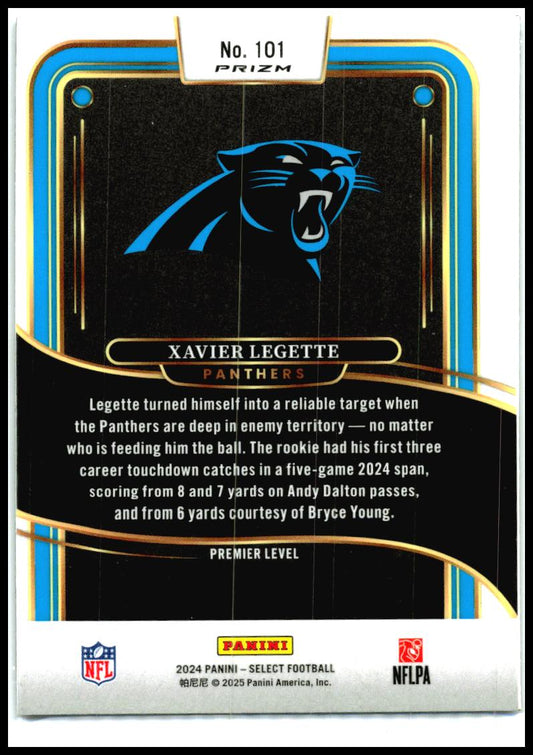 2024 Panini Select Black & Green Prizm Shock #101 Xavier Legette Rookie Carolina