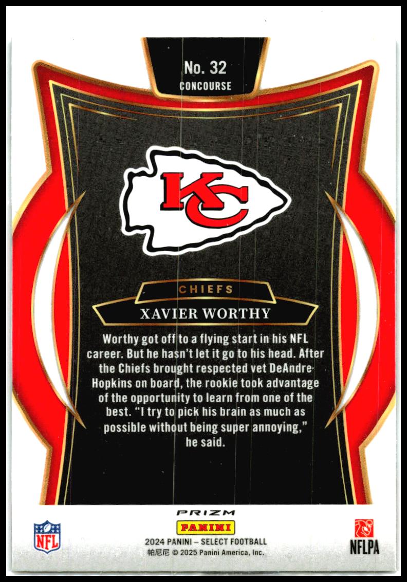 2024 Panini Select Black & Red Prizm Shock #32 Xavier Worthy Rookie Chiefs