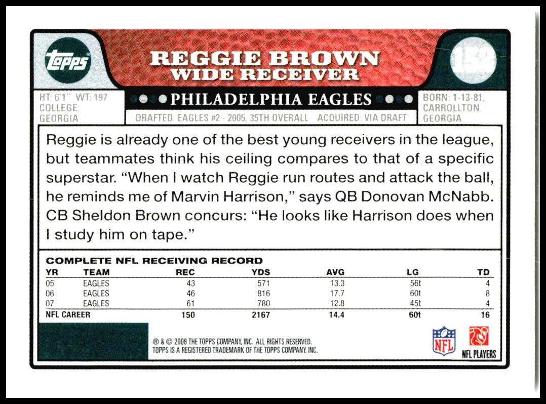 2008 Topps #152 Reggie Brown Philadelphia Eagles
