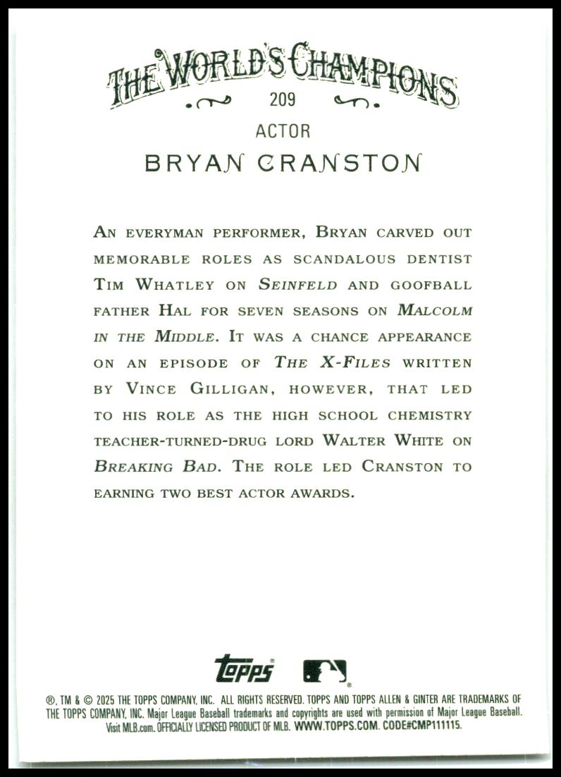 2025 Topps Allen & Ginter Chrome #290 Bryan Cranston