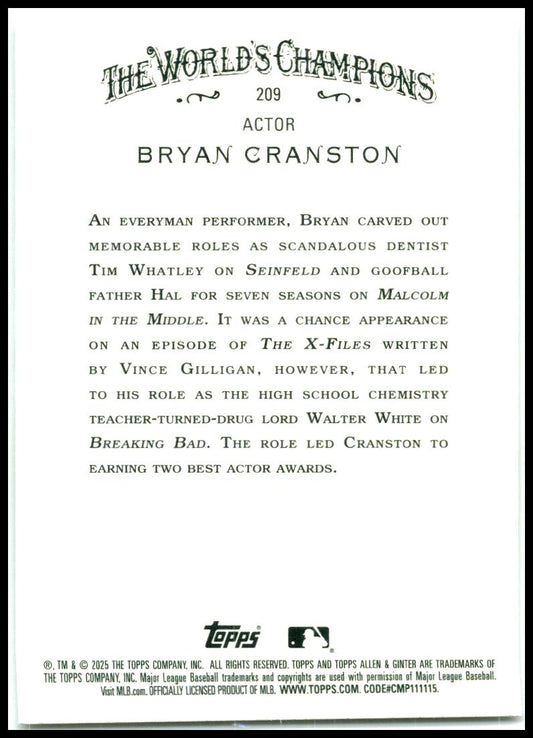 2025 Topps Allen & Ginter Chrome #290 Bryan Cranston