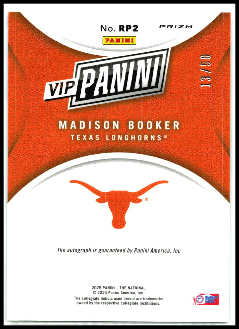 2025 Panini The National VIP Panini Wave Auto /50 #RP2 Madison Booker Auto Texas