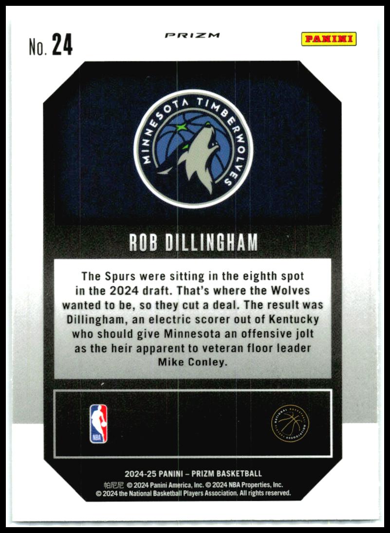 2024-25 Panini Prizm Emergent Prizms Silver #24 Rob Dillingham Minnesota