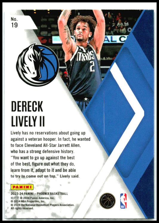 2023-24 Phoenix Instant Phenom Phoenix Blue Ice #19 Dereck Lively II Dallas