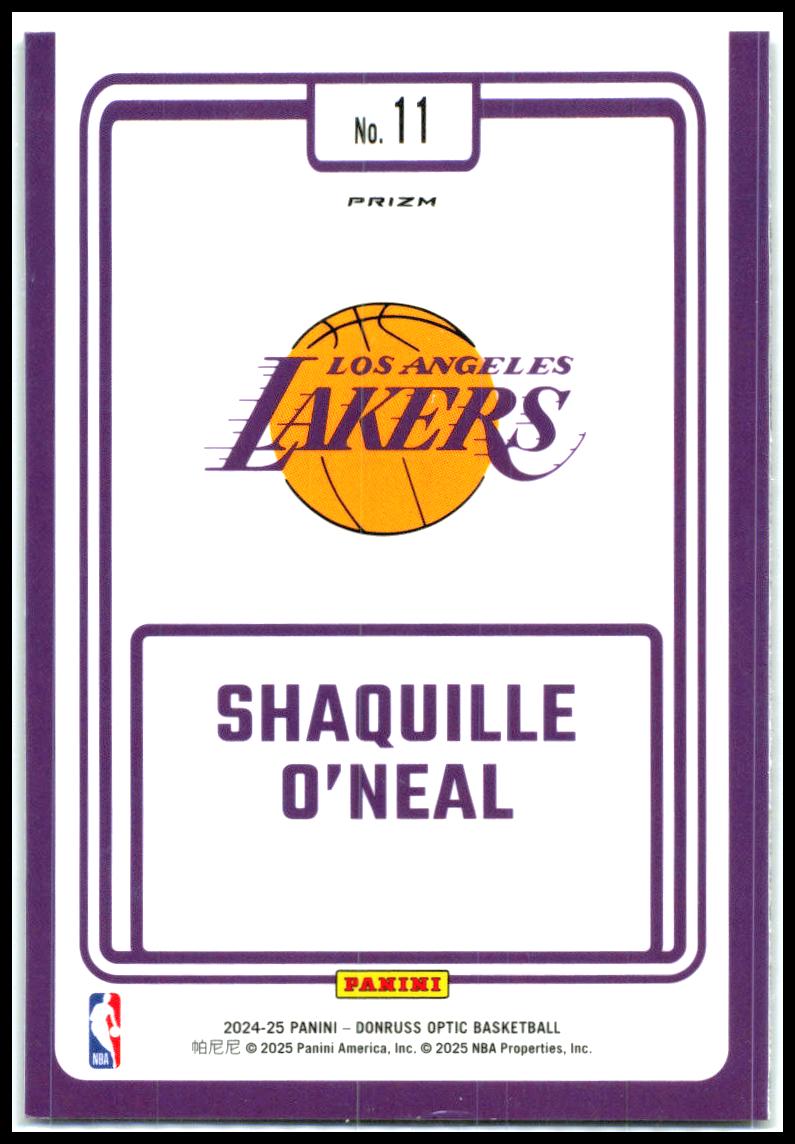 2024-25 Donruss Optic Winner Stays Purple #11 Shaquille O'Neal Lakers
