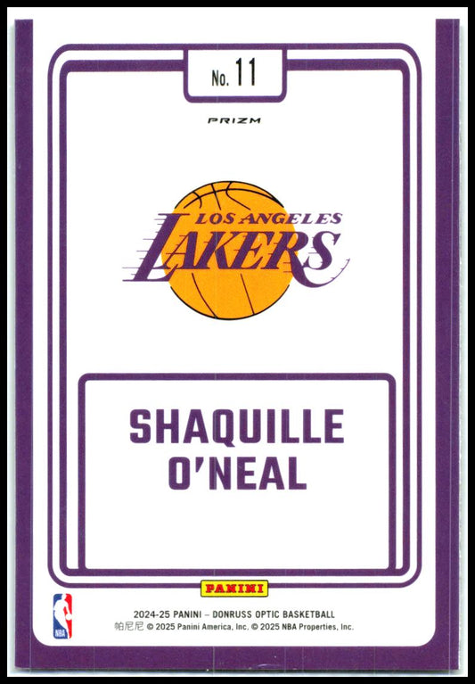 2024-25 Donruss Optic Winner Stays Purple #11 Shaquille O'Neal Lakers