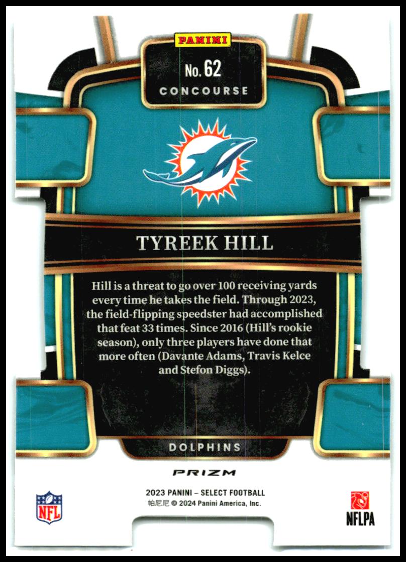 2023 Panini Select Silver Prizms Die Cuts #62 Tyreek Hill Miami Dolphins