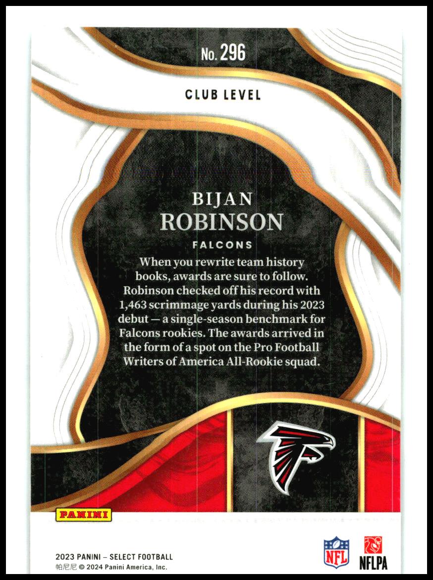 2023 Panini Select #296 Bijan Robinson Rookie Atlanta Falcons