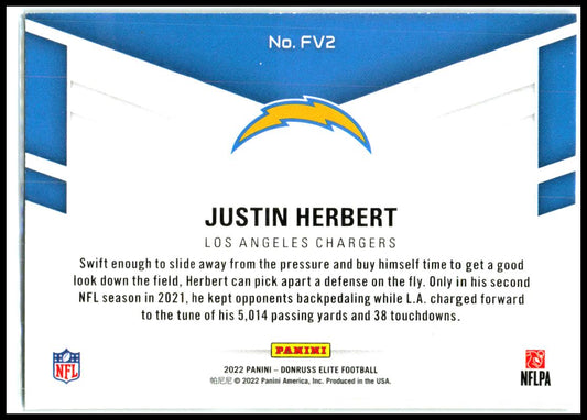 2022 Donruss Elite Field Vision Green #FV2 Justin Herbert Los Angeles Chargers