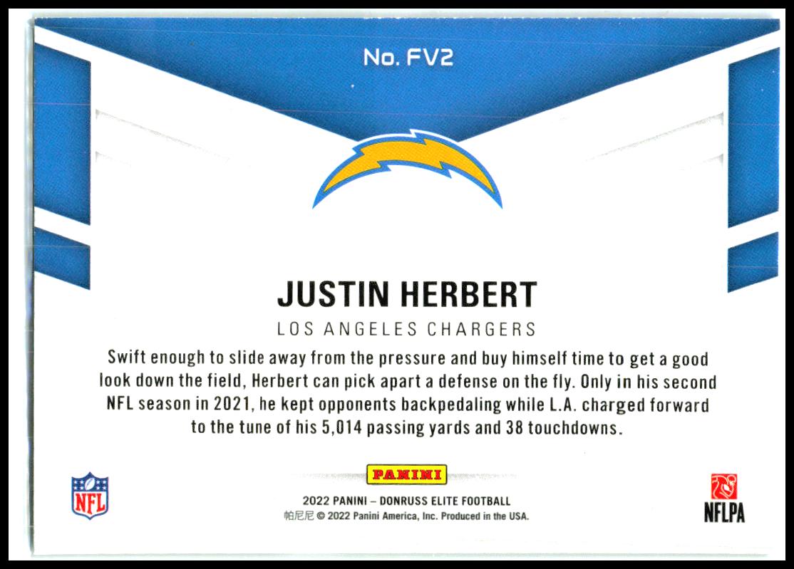 2022 Donruss Elite Field Vision Green #FV2 Justin Herbert Los Angeles Chargers