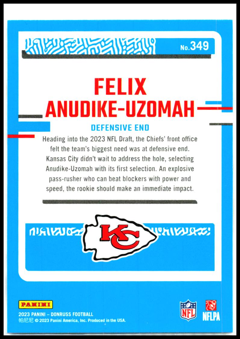 2023 Donruss #349 Felix Anudike-Uzomah Rookie Kansas City Chiefs