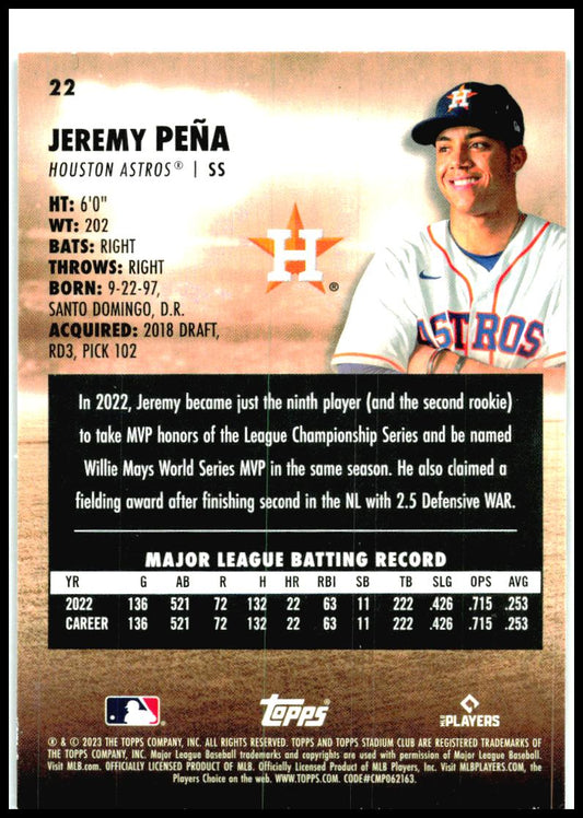 2023 Stadium Club #22 Jeremy Peña Houston Astros