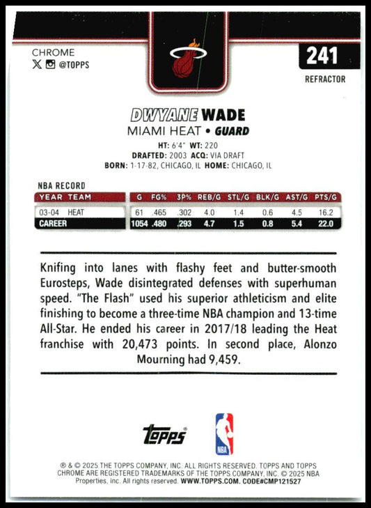 2025-26 Topps Chrome Refractor #241 Dwyane Wade Miami Heat
