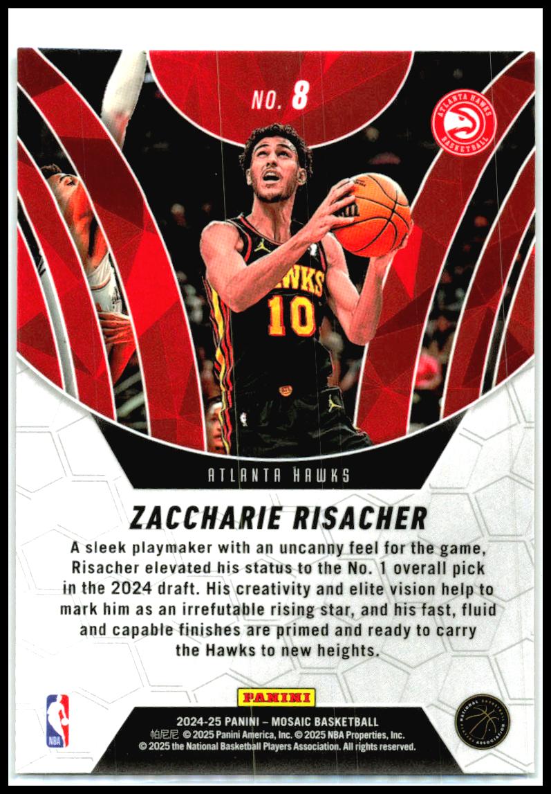 2024-25 Panini Mosaic Elevate #8 Zaccharie Risacher Atlanta Hawks