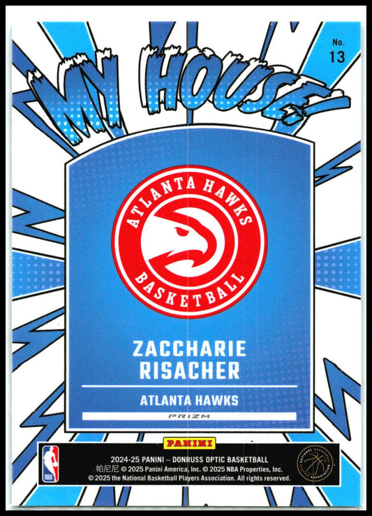 2024-25 Donruss Optic My House Purple #13 Zaccharie Risacher Atlanta Hawks