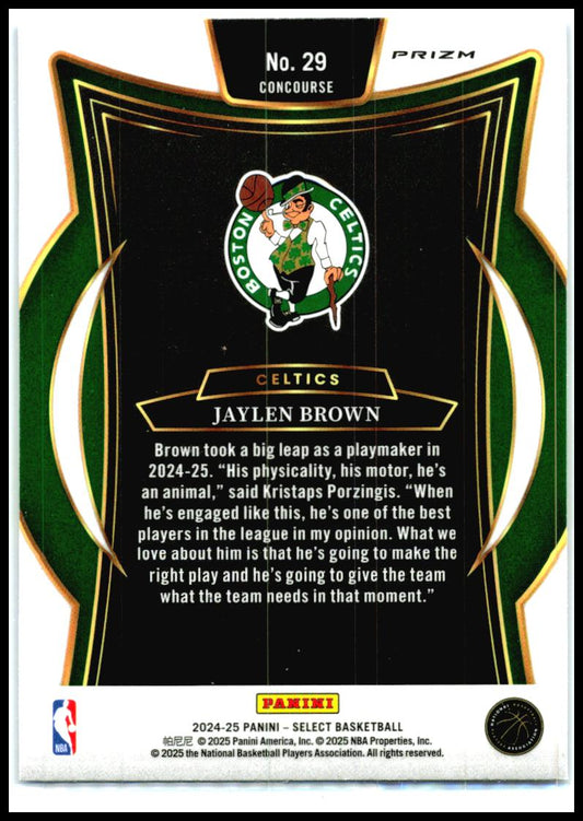 2024-25 Panini Select Blue Cracked Ice Prizm #29 Jaylen Brown Boston Celtics