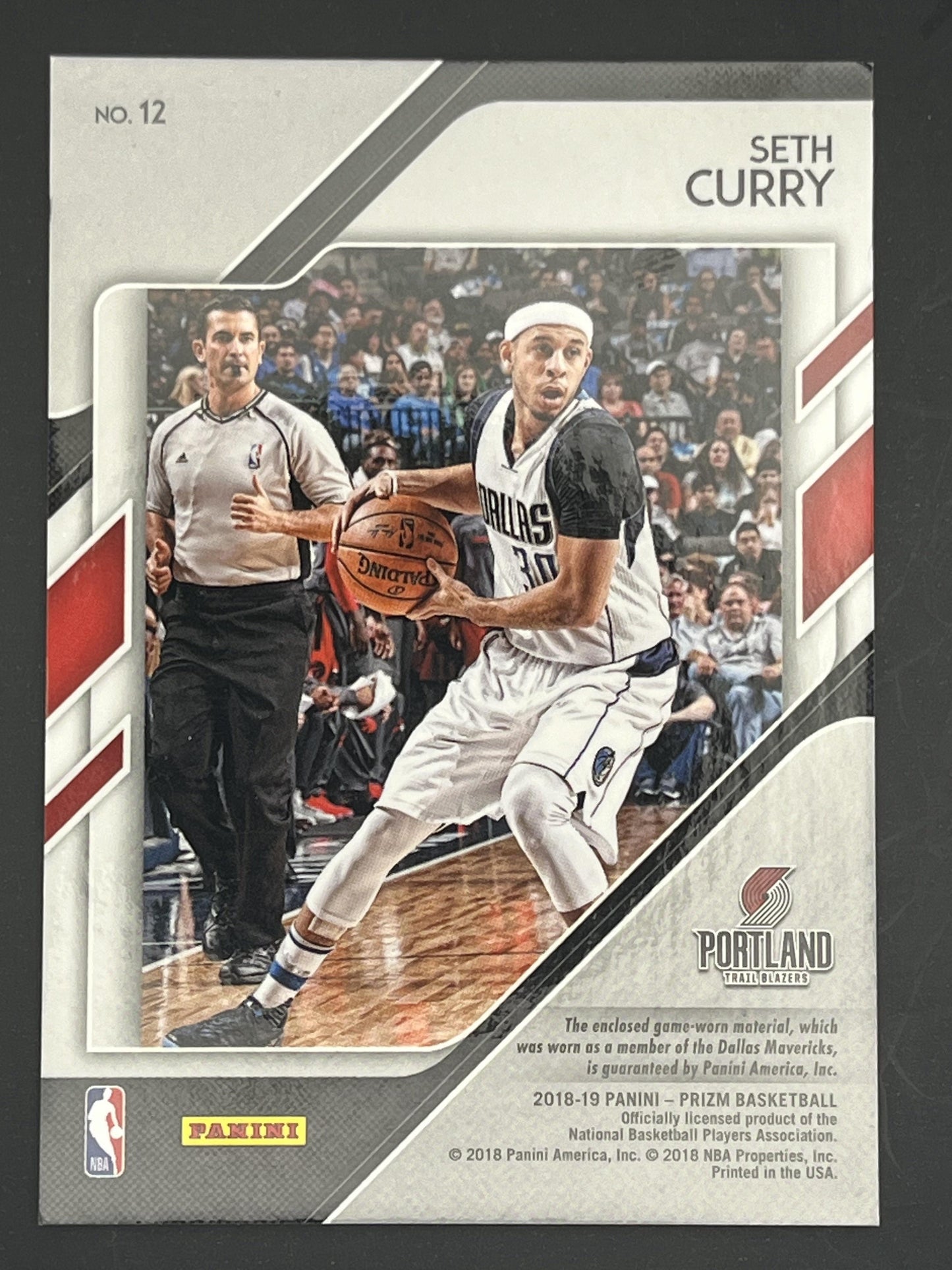 2018-19 Panini Prizm Sensational Swatches #12 Seth Curry Portland Trail Blazers