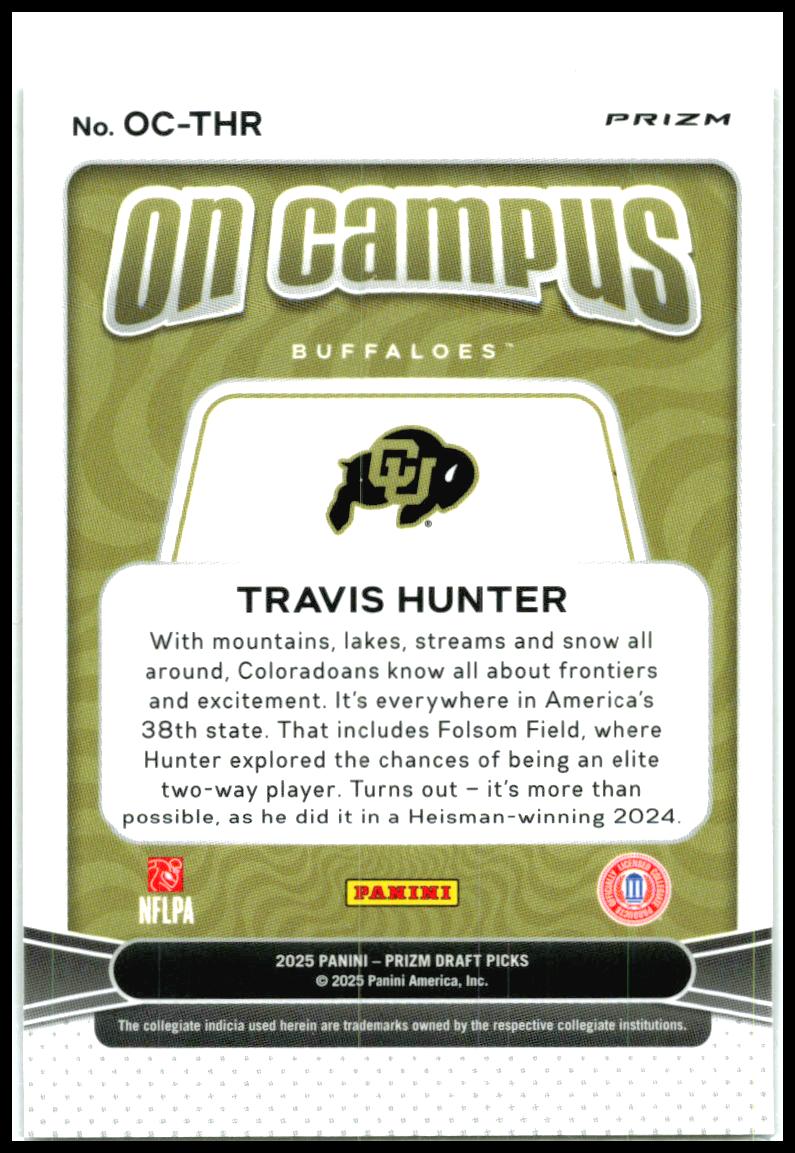 2025 Panini Prizm Draft Picks On Campus #OC-THR Travis Hunter Colorado Buffaloes