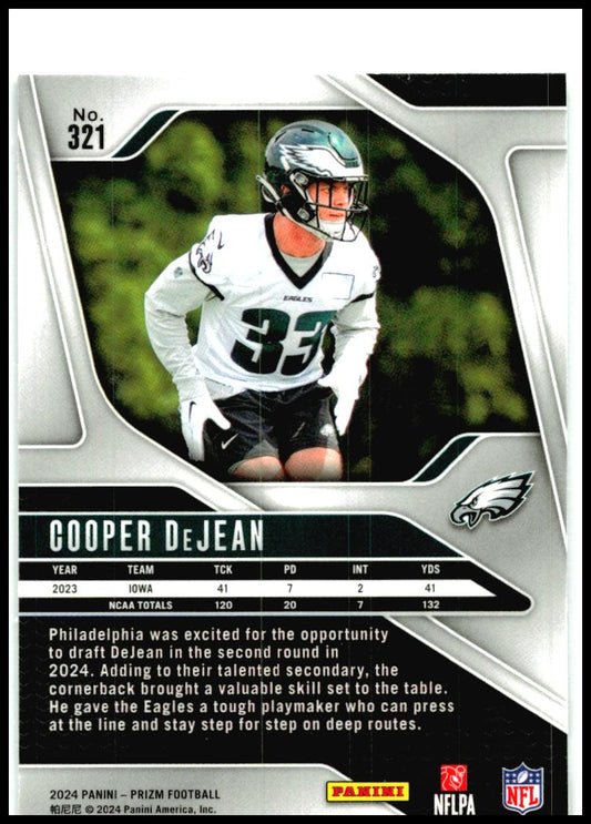 2024 Panini Prizm #321 Cooper DeJean Rookie Philadelphia Eagles