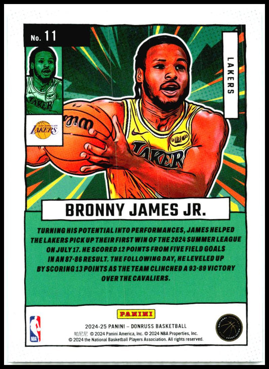 2024-25 Donruss Net Marvels #11 Bronny James Jr. Los Angeles Lakers