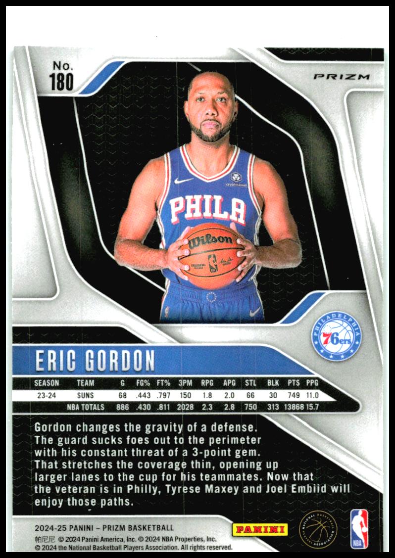 2024-25 Panini Prizm Green #180 Eric Gordon Philadelphia 76ers