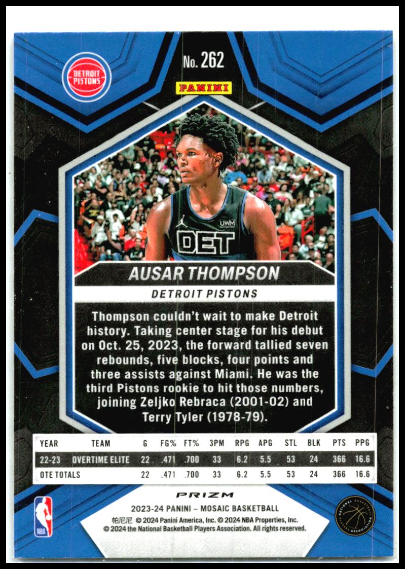2023-24 Panini Mosaic Mosaic #262 Ausar Thompson Detroit Pistons